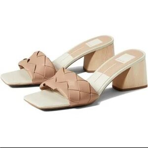 Dolce Vita Bone and Tan Woven Block Heel Mule
